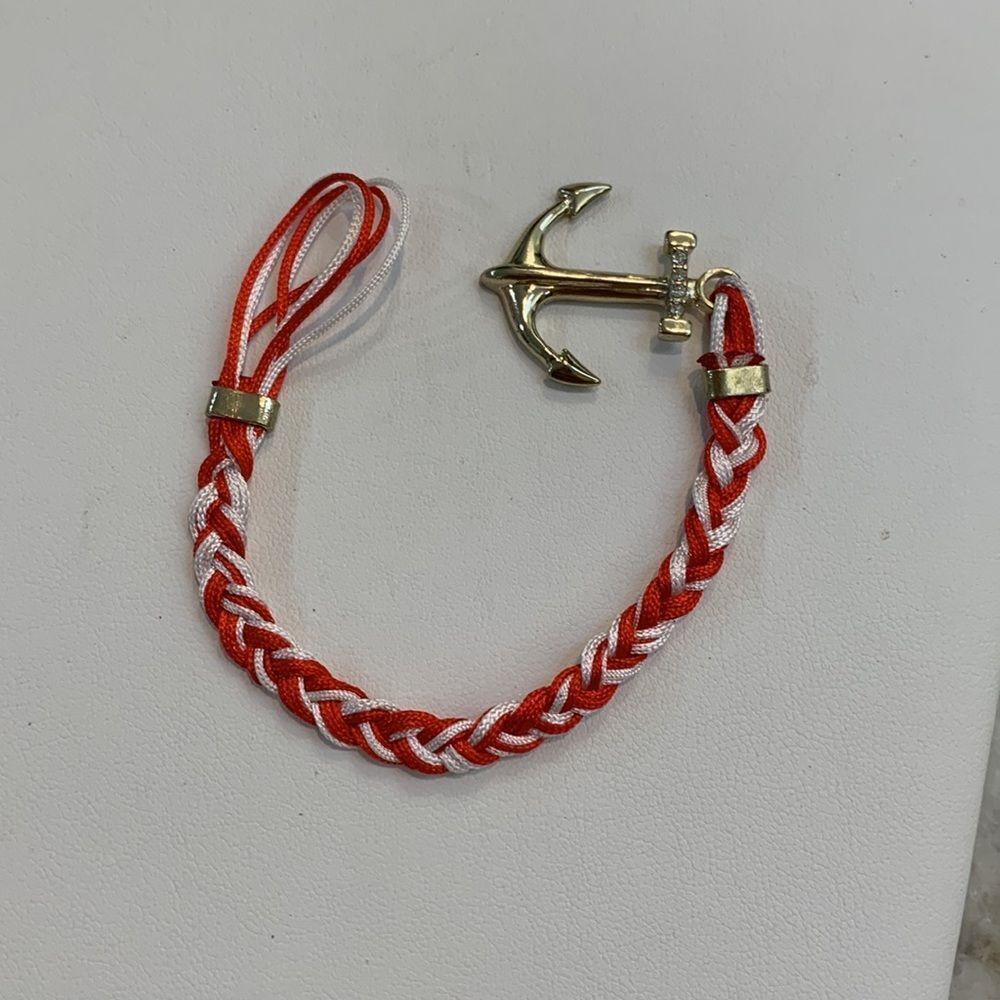 Anchor Rope Red White Bracelet - Picture 2 of 4